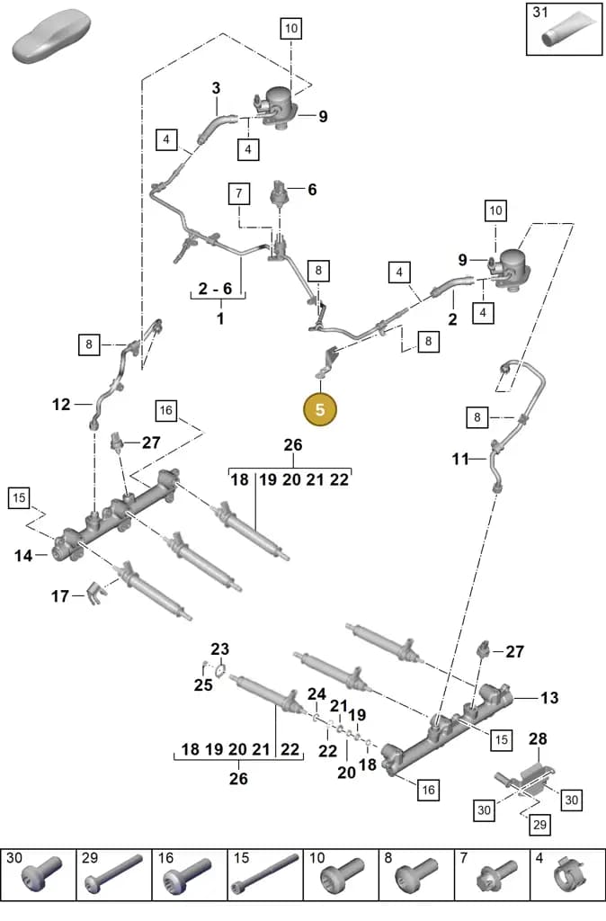 0PD127411 — Porsche 911 (2024-2025) diagram p63107050, position 5
