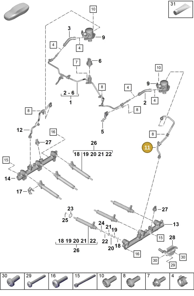0PD127501 — Porsche 911 (2024-2025) diagram p63107050, position 11