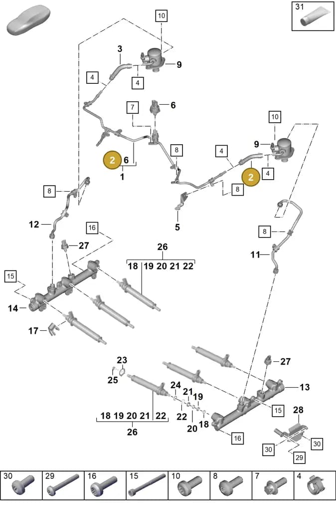 0PD127531 — Porsche 911 (2024-2025) diagram p63107050, position 2