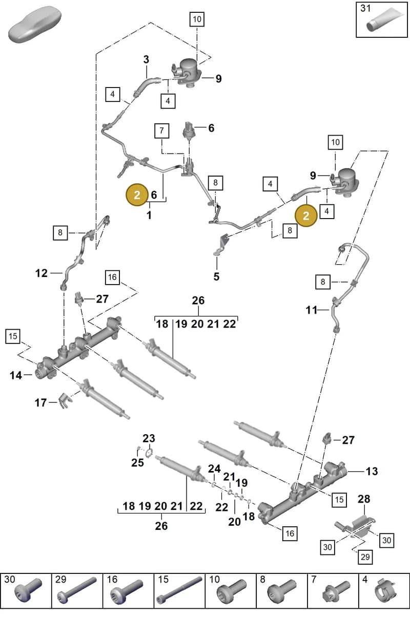 0PD127531 — Porsche 911 (2024-2025) diagram p63107050, position 2