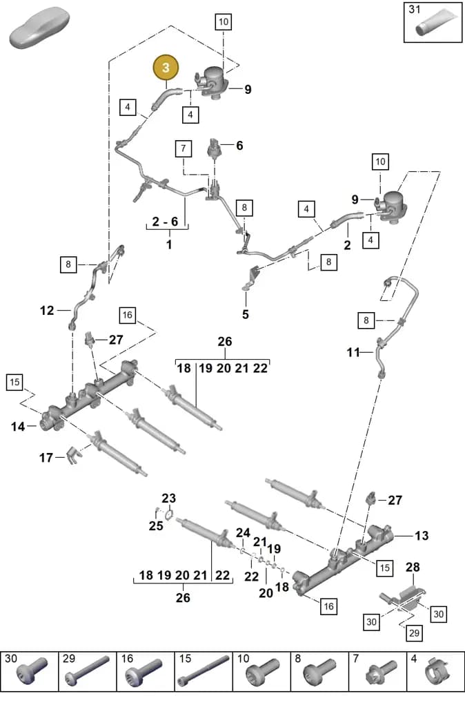 0PD127532 — Porsche 911 (2024-2025) diagram p63107050, position 3