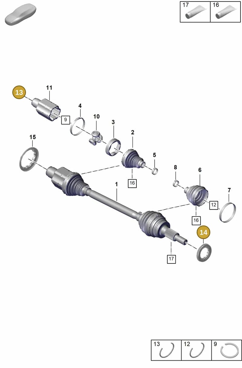 298407475A — Porsche Panamera (2020-2023) diagram p58401100, position 13+14