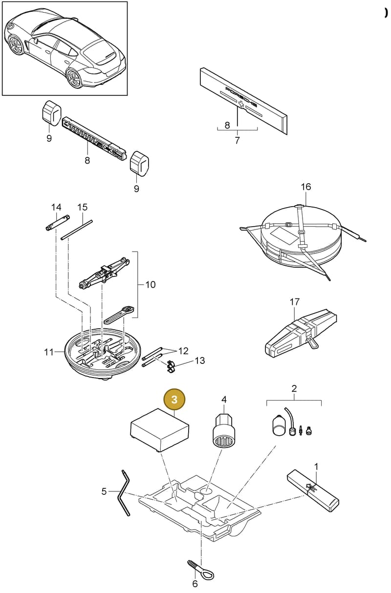 7PP010001A — Porsche Panamera (2009-2016) diagram p35001000, position 3