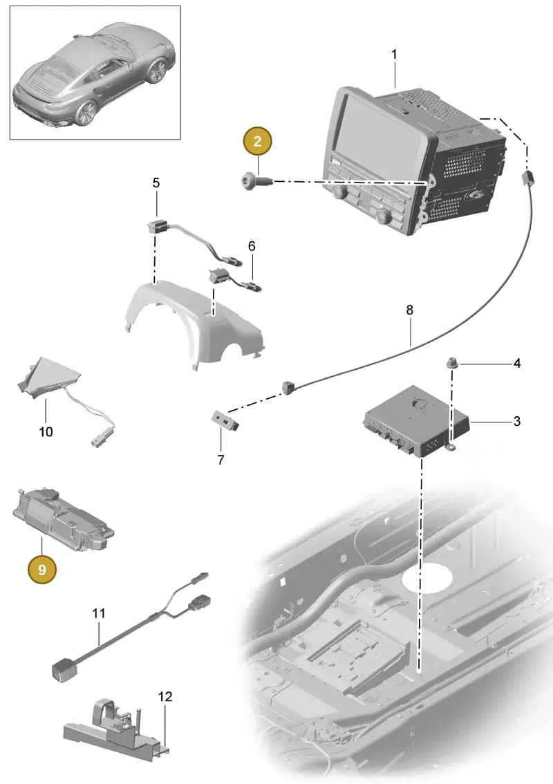 7PP035411D — Porsche GT2 RS Clubsport (2013-2020) diagram p42911000, position 2+9