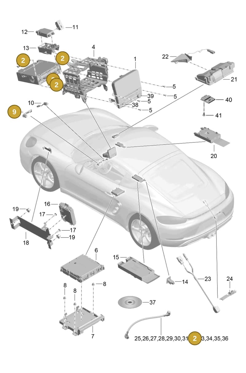 7PP035411D — Porsche Cayman (2016-2019) diagram p50911000, position 2+9
