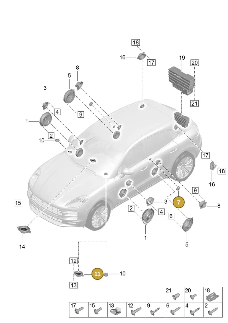 7PP035411D — Porsche Macan (2018-2022) diagram p52911050, position 7+11