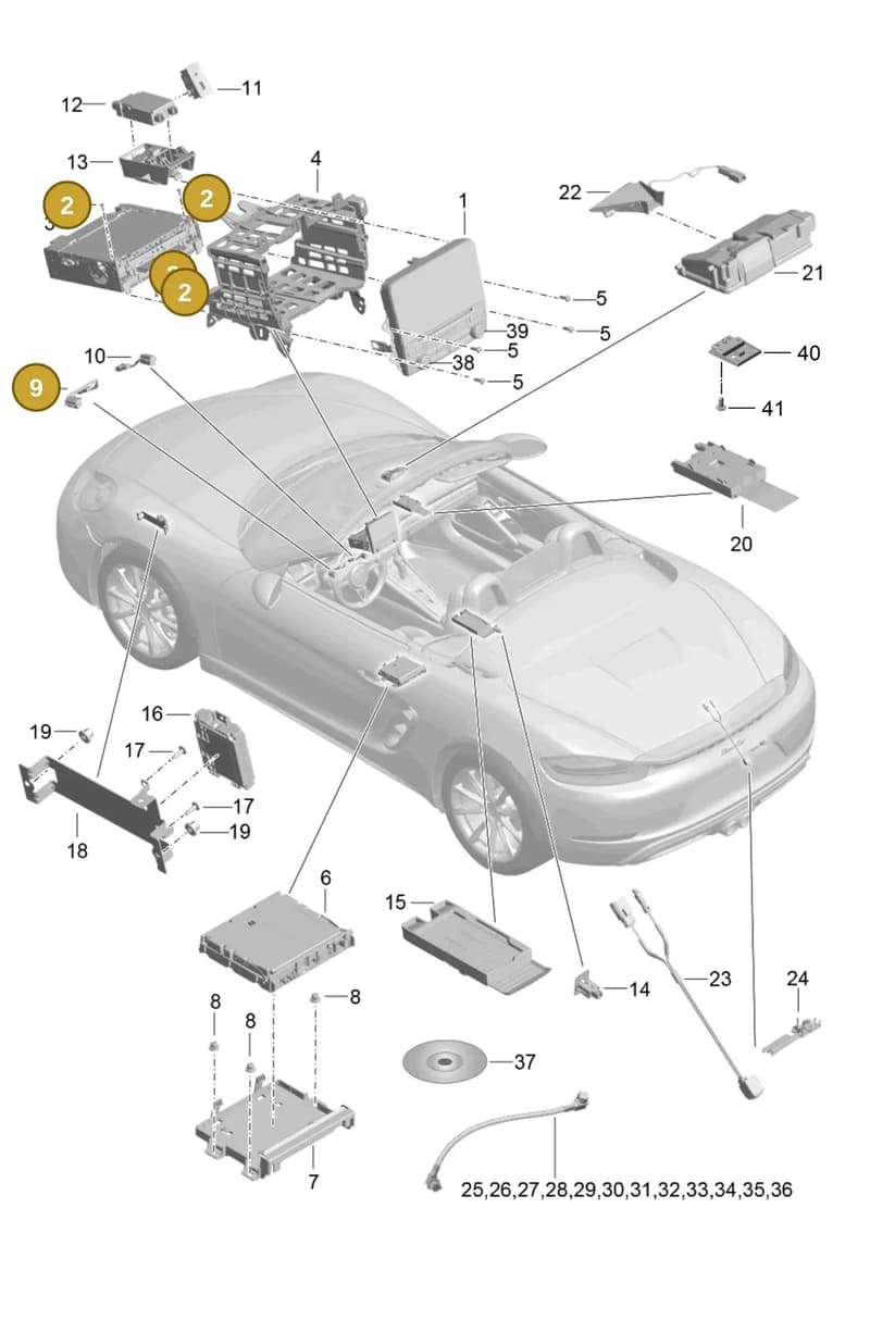 7PP035411 — Porsche Boxster (2016-2019) diagram p48911000, position 2+9