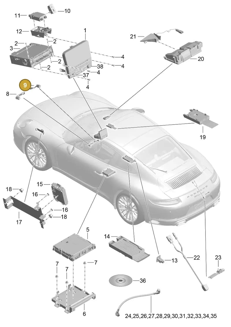 7PP035412A — Porsche 911 (2016-2019) diagram p47911000, position 9