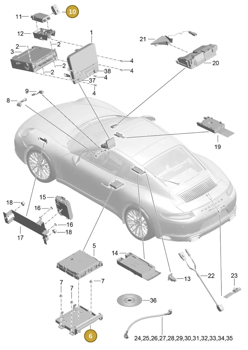 7PP035415G — Porsche 911 (2016-2019) diagram p47911000, position 6+10