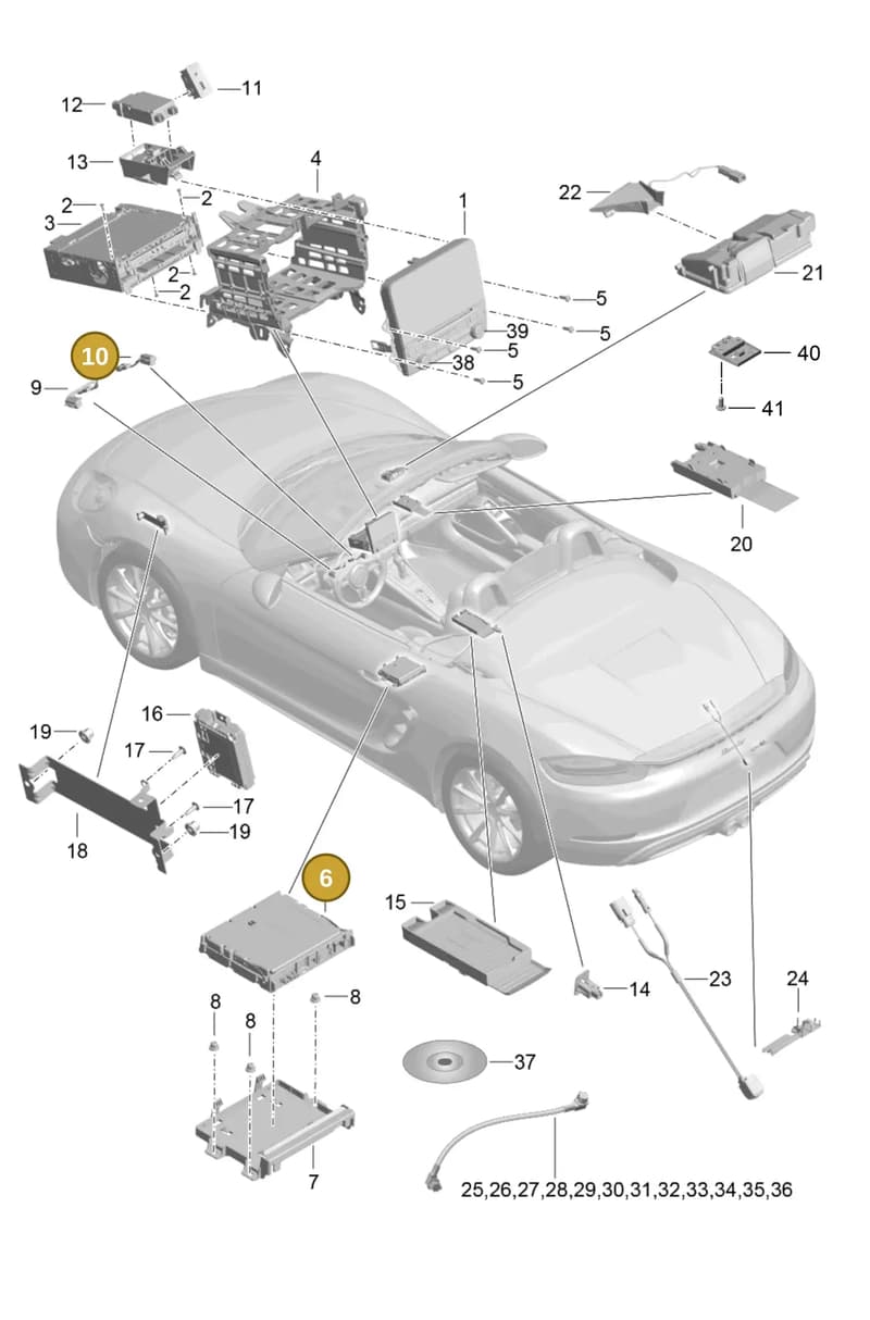 7PP035415G — Porsche Boxster (2016-2019) diagram p48911000, position 6+10