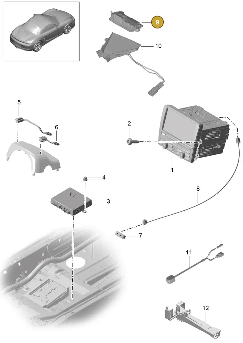 7PP035416C — Porsche Boxster (2012-2016) diagram p39911000, position 9