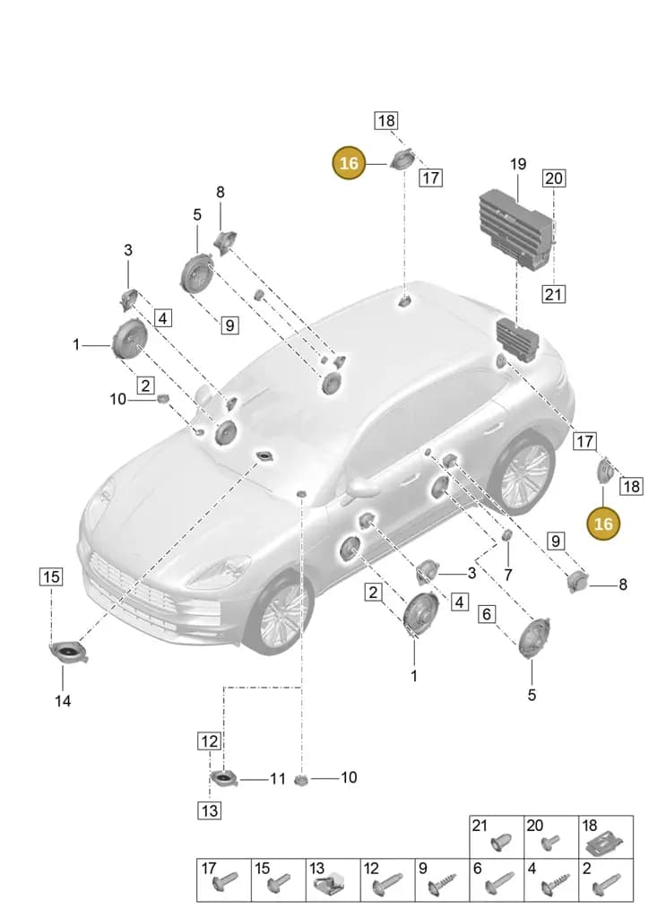 7PP035416C — Porsche Macan (2018-2022) diagram p52911050, position 16