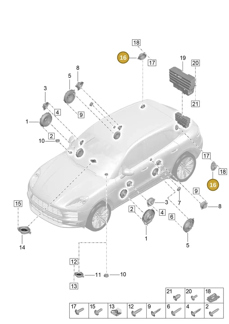 7PP035416C — Porsche Macan (2018-2022) diagram p52911050, position 16