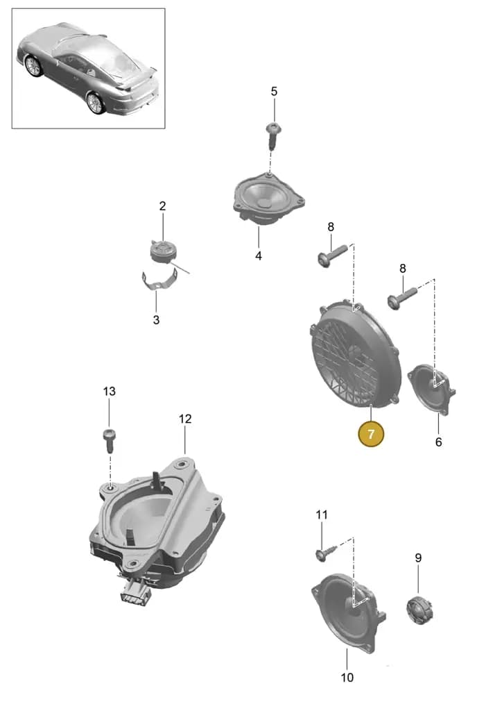 7PP035454J — Porsche 911 (2013-2020) diagram p41911005, position 7