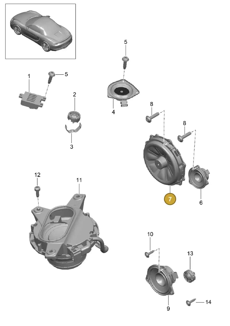 7PP035454P — Porsche Boxster (2012-2016) diagram p39911005, position 7
