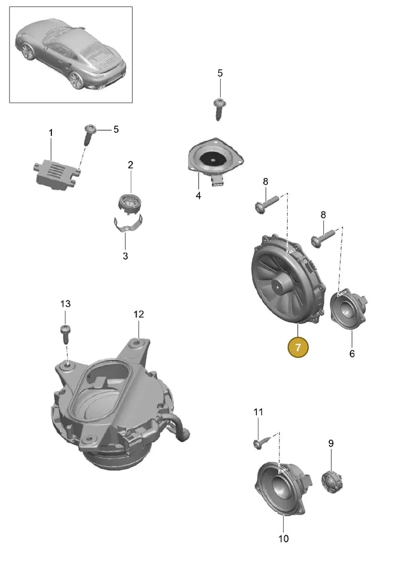 7PP035454P — Porsche GT2 RS Clubsport (2013-2020) diagram p42911005, position 7