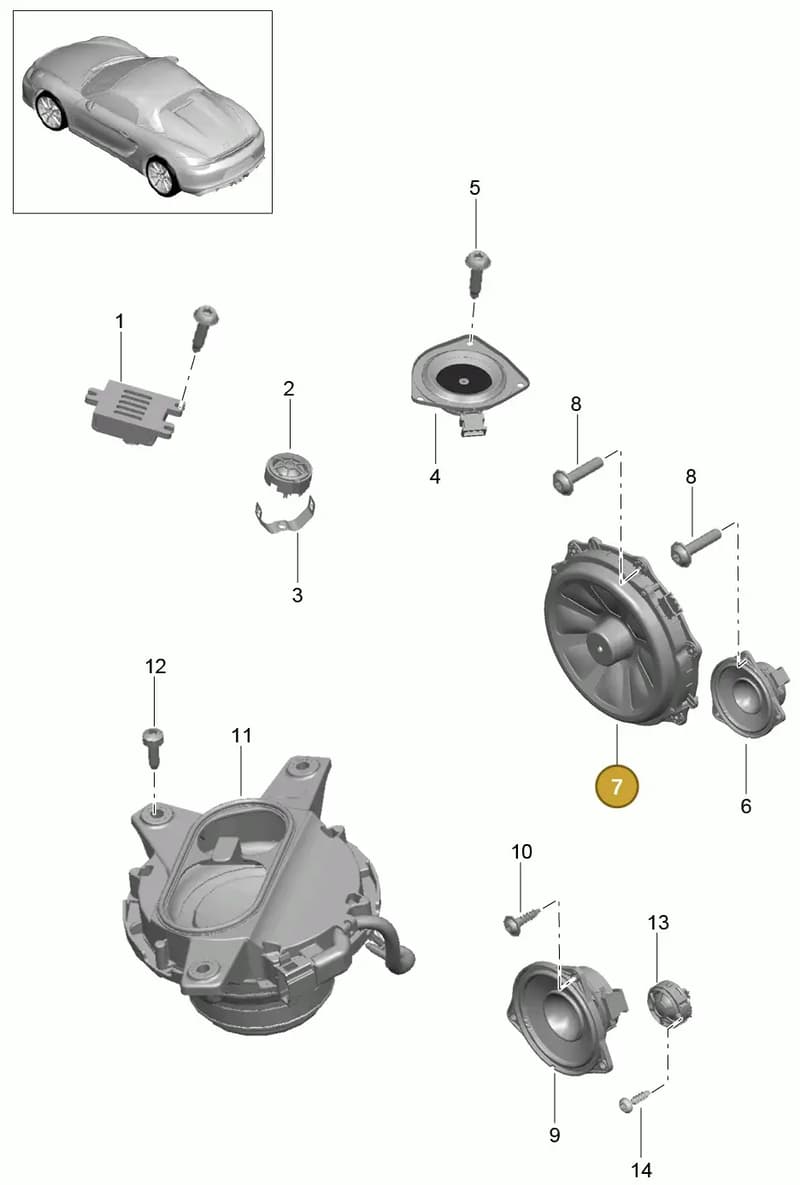7PP035454P — Porsche Boxster Spyder (2015-2016) diagram p46911005, position 7
