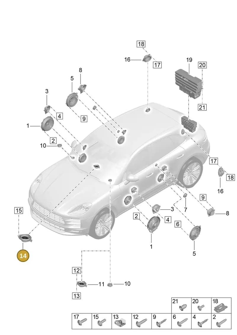 7PP035828D — Porsche Macan (2018-2022) diagram p52911050, position 14