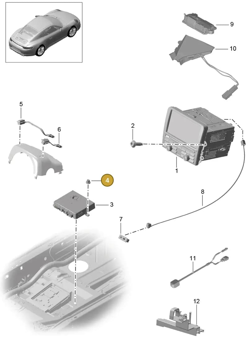 7PP035828E — Porsche 991 Carrera 4 (2011-2016) diagram p38911000, position 4