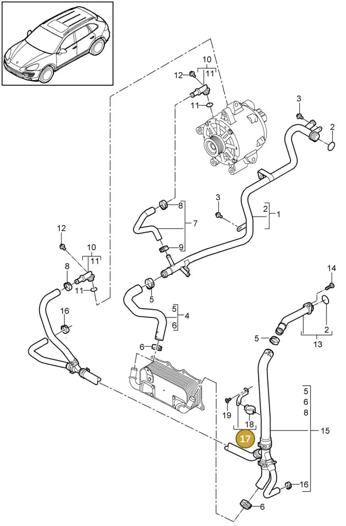 7PP121224A — Porsche Cayenne (2010-2018) diagram p37105025, position 17