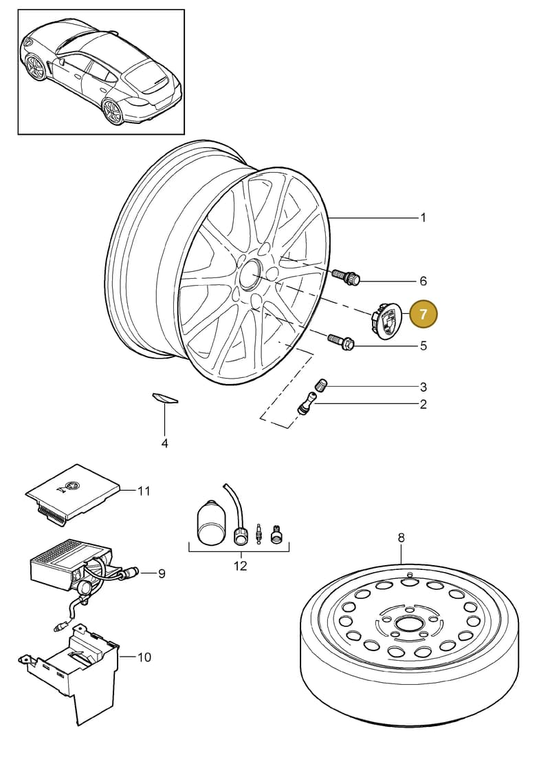 7PP601149E — Porsche Panamera (2009-2016) diagram p35601000, position 7