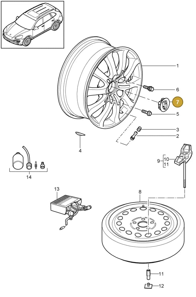 7PP601149E — Porsche Cayenne (2010-2018) diagram p37601000, position 7