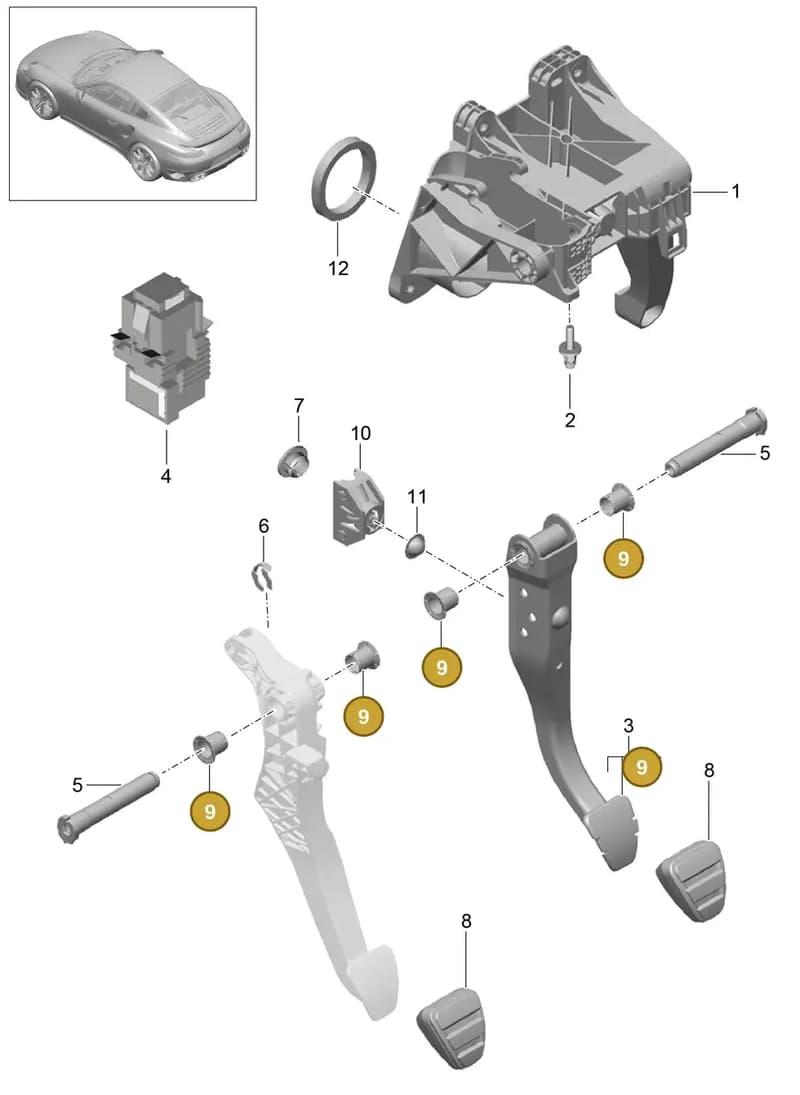 7PP721113 — Porsche GT2 RS Clubsport (2013-2020) diagram p42702000, position 9