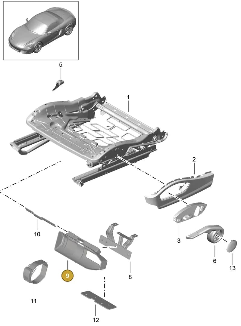 7PP882650 — Porsche Boxster (2012-2016) diagram p39817008, position 9