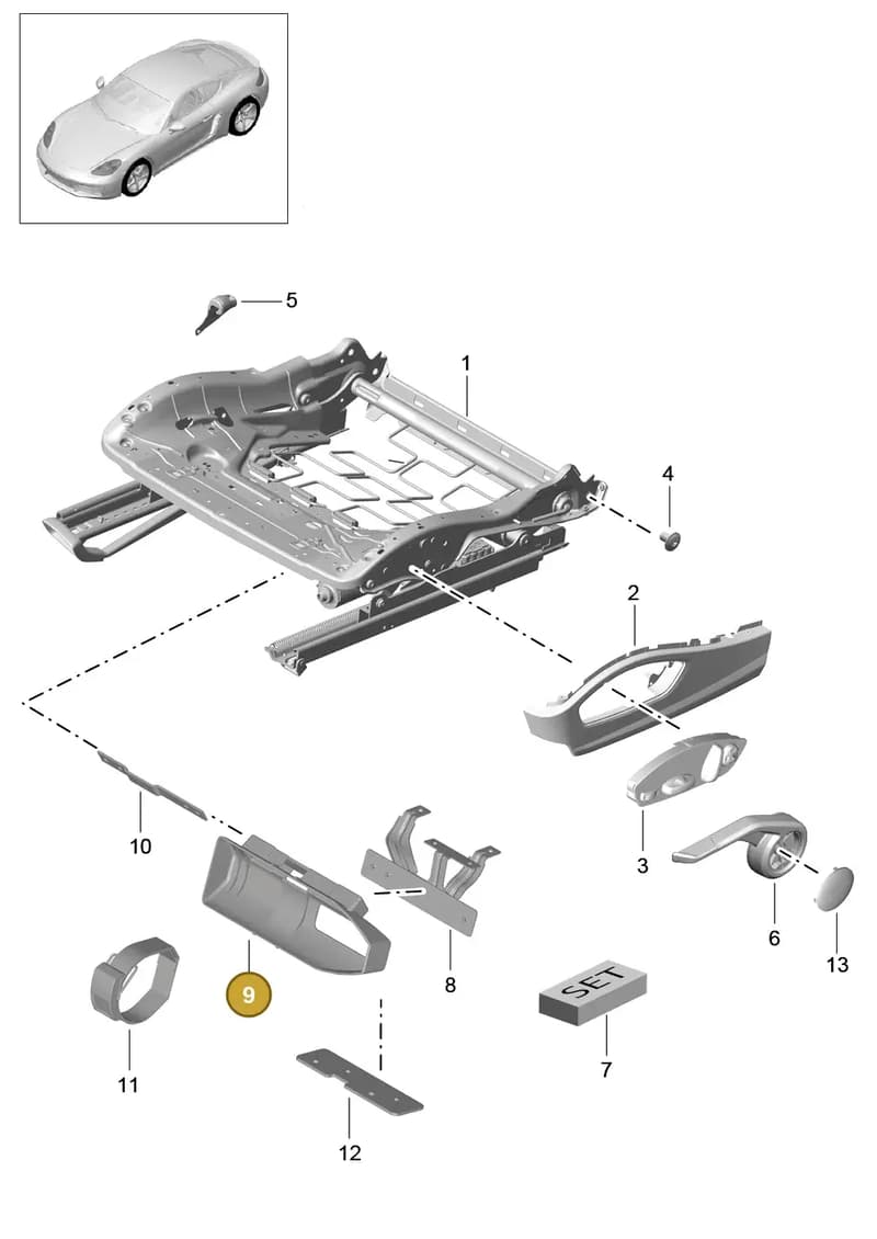 7PP882650 — Porsche Cayman (2016-2019) diagram p50817008, position 9
