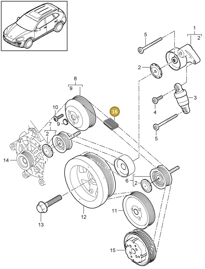 7PP903137 — Porsche Cayenne (2010-2018) diagram p37102080, position 16
