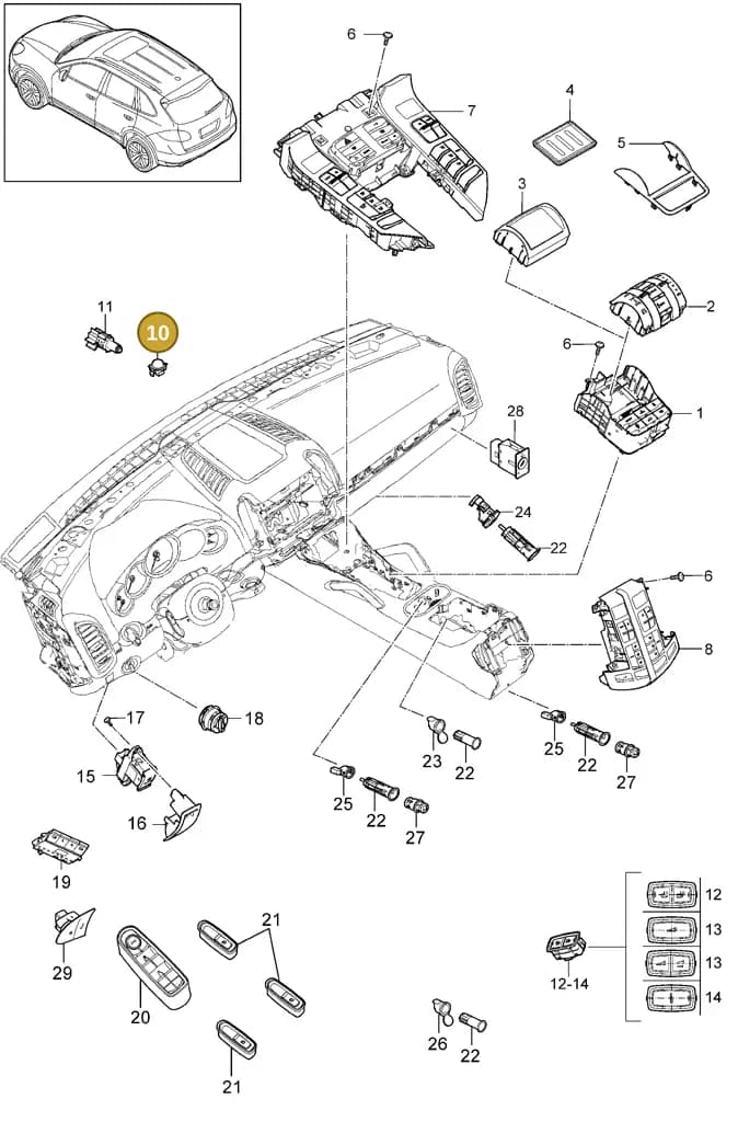 7PP907539A — Porsche Cayenne (2010-2018) diagram p37903004, position 10