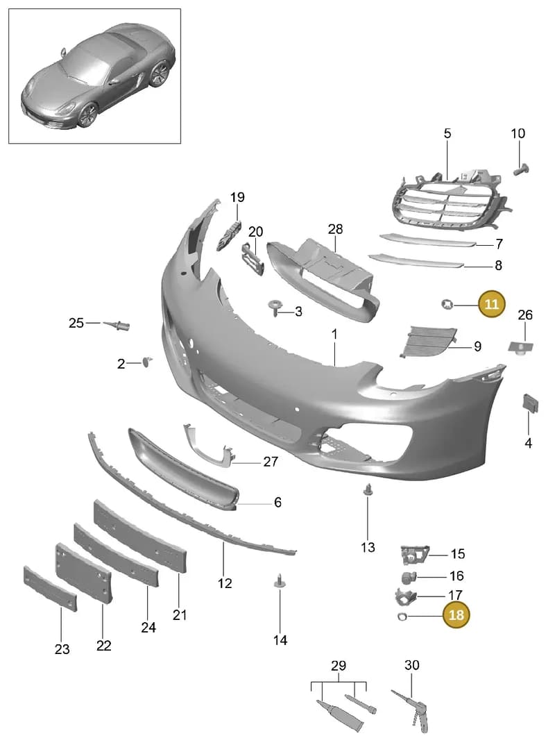 7PP919133 — Porsche Boxster (2012-2016) diagram p39802000, position 11+18
