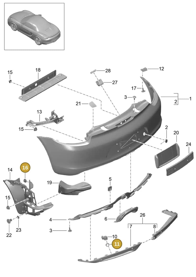 7PP919133 — Porsche Boxster (2012-2016) diagram p39802010, position 11+16