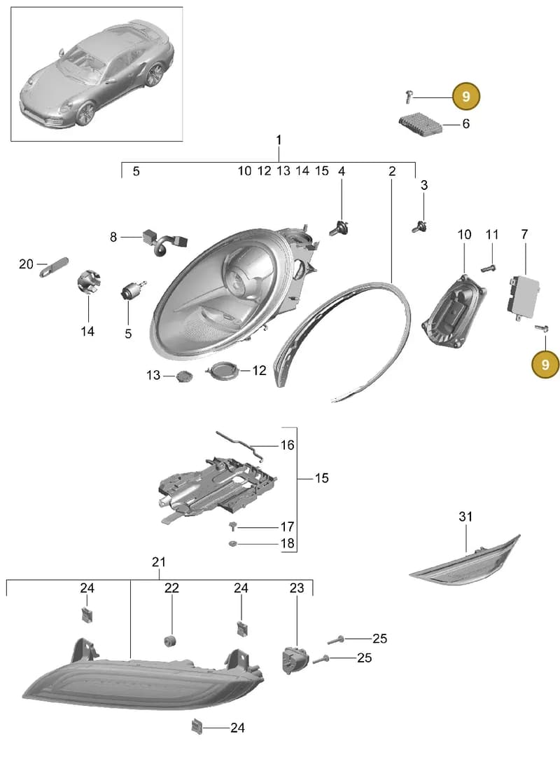 7PP941329T — Porsche GT2 RS Clubsport (2013-2020) diagram p42905001, position 9
