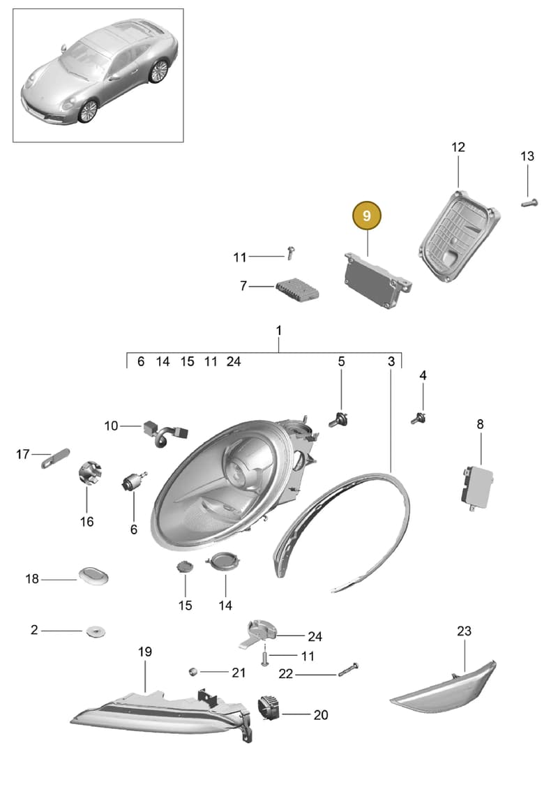 7PP941329T — Porsche 911 (2016-2019) diagram p47905000, position 9