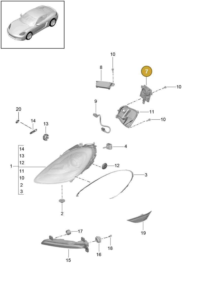 7PP941329T — Porsche Cayman (2016-2019) diagram p50905000, position 7
