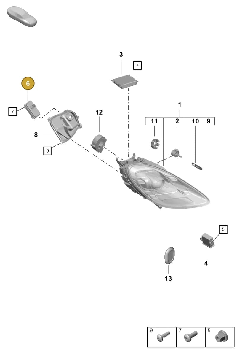 7PP941329T — Porsche Boxster Spyder (2019-2020) diagram p55905030, position 6