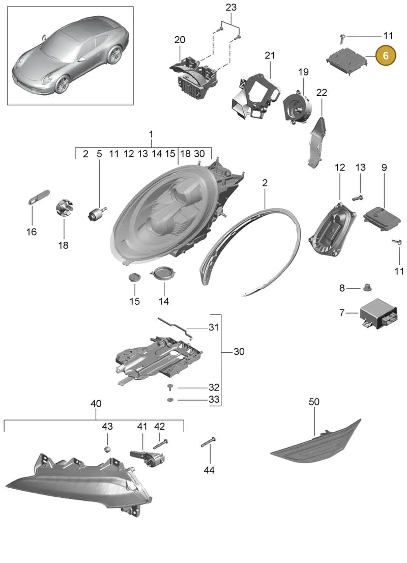 7PP941472G — Porsche 991 Carrera 4 (2011-2016) diagram p38905003, position 6