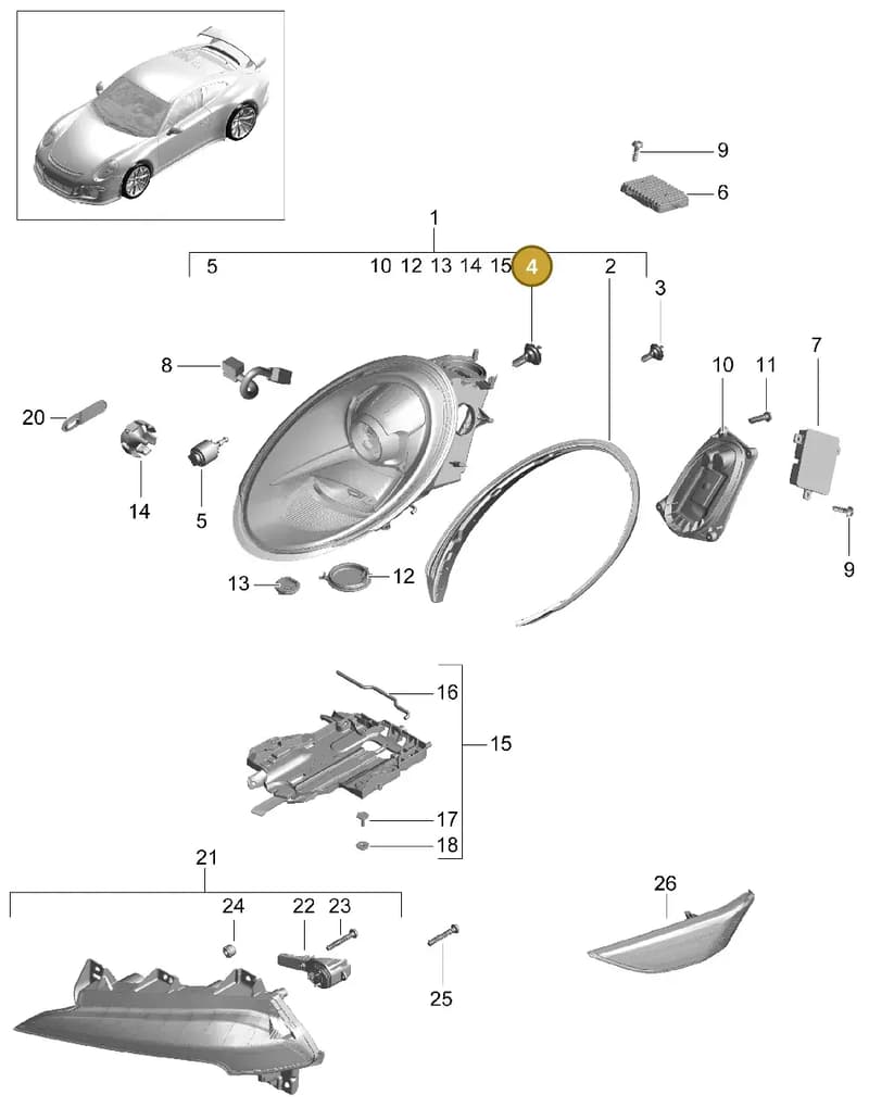 7PP941572BB — Porsche 911 (2013-2020) diagram p41905000, position 4