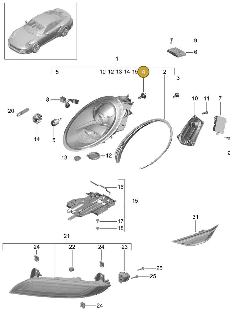 7PP941572BB — Porsche GT2 RS Clubsport (2013-2020) diagram p42905001, position 4