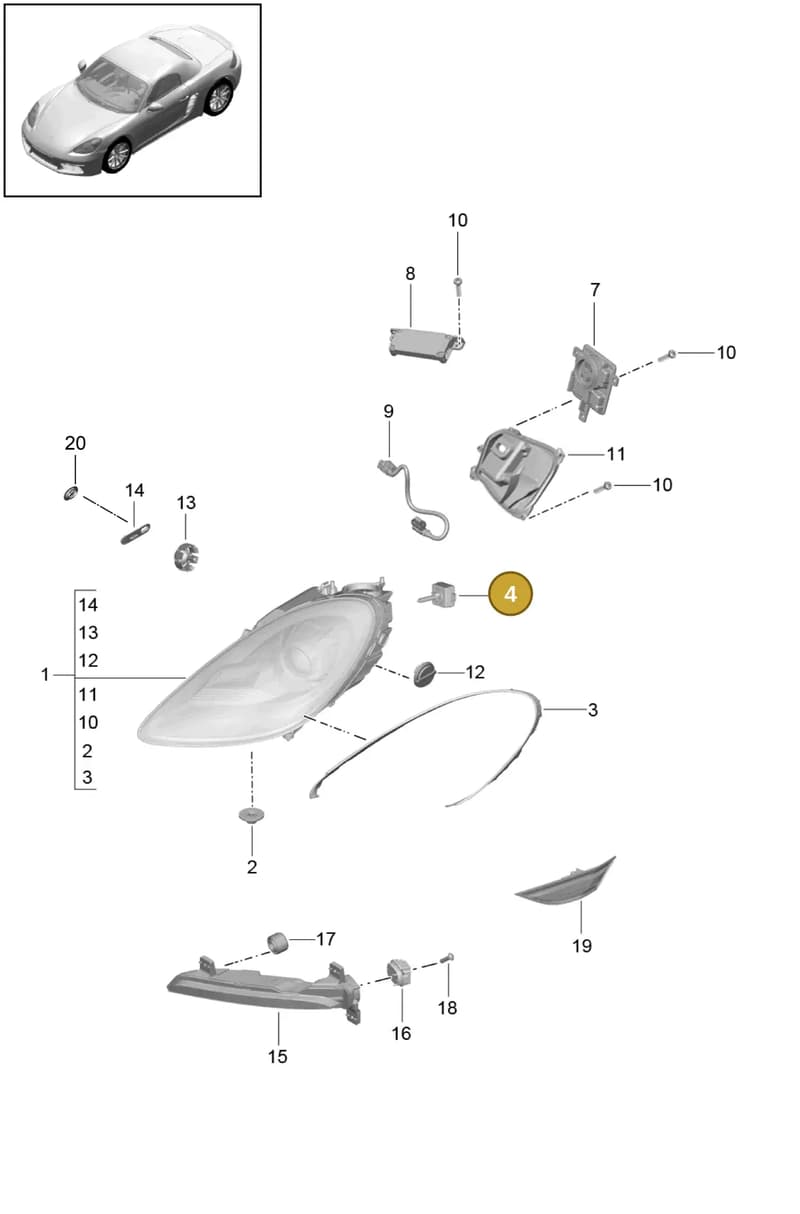 7PP941572BB — Porsche Boxster (2016-2019) diagram p48905000, position 4