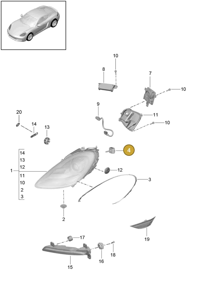 7PP941572BB — Porsche Cayman (2016-2019) diagram p50905000, position 4