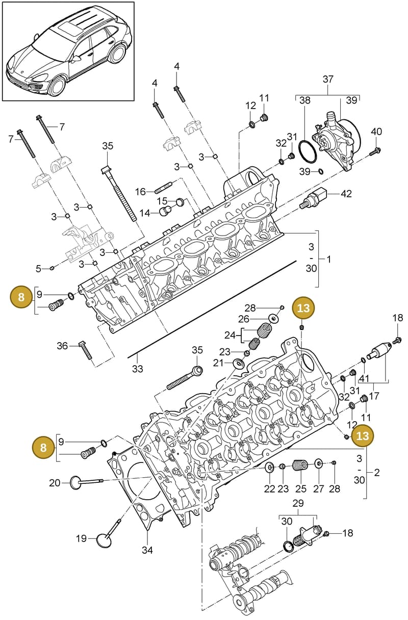 90006301000 — Porsche Cayenne (2010-2018) diagram p37103000, position 8+13