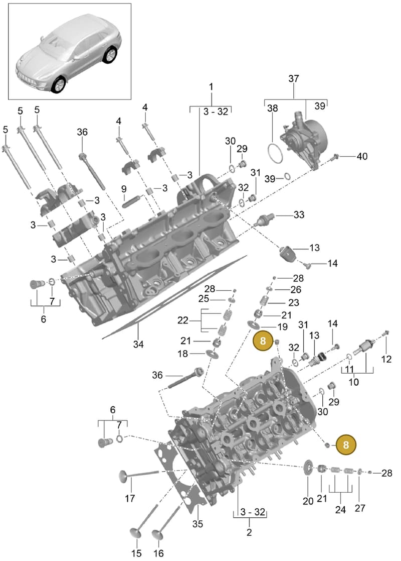 90006301000 — Porsche Macan (2013-2018) diagram p44103000, position 8