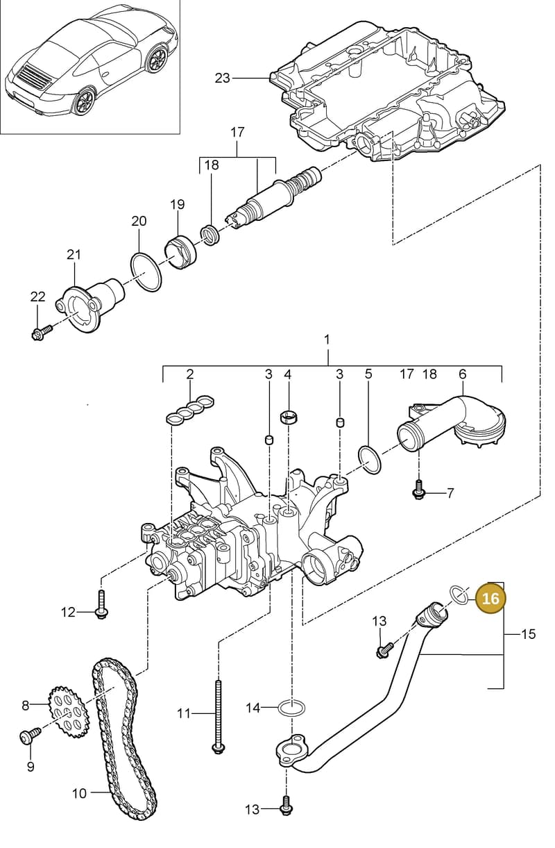 90006301001 — Porsche 911 Carrera (2008-2012) diagram p32104000, position 16