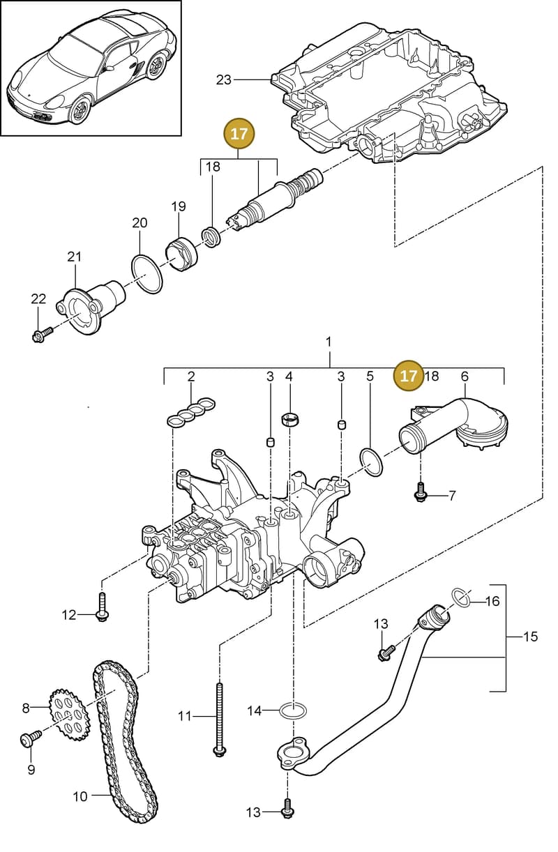 90006301001 — Porsche Cayman (2008-2012) diagram p34104000, position 17