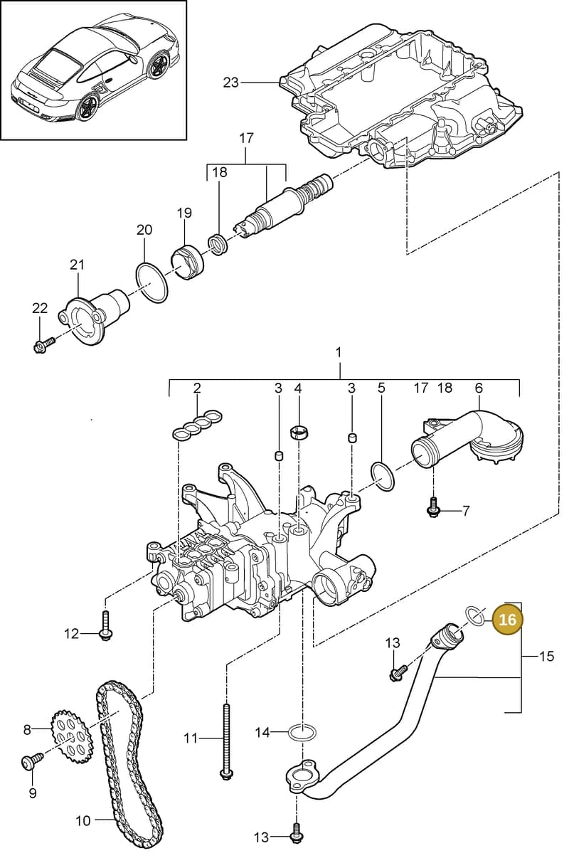 90006301001 — Porsche GT2 RS (2009-2012) diagram p36104000, position 16