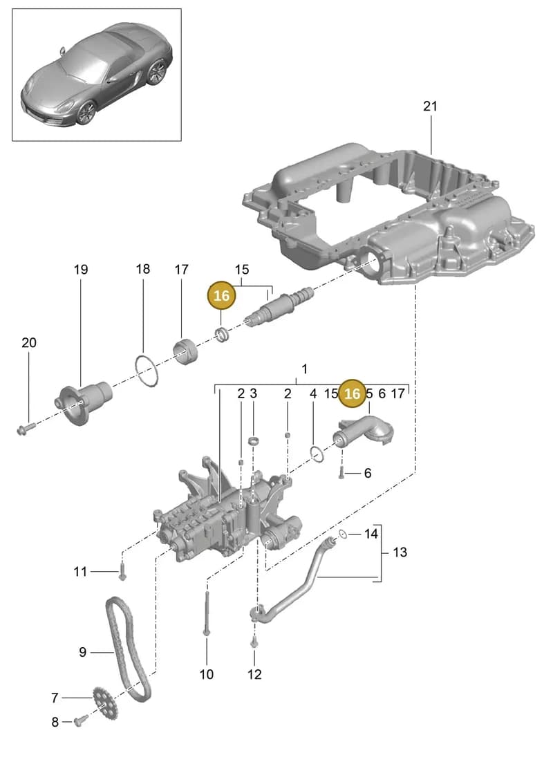 90006301001 — Porsche Boxster (2012-2016) diagram p39104000, position 16