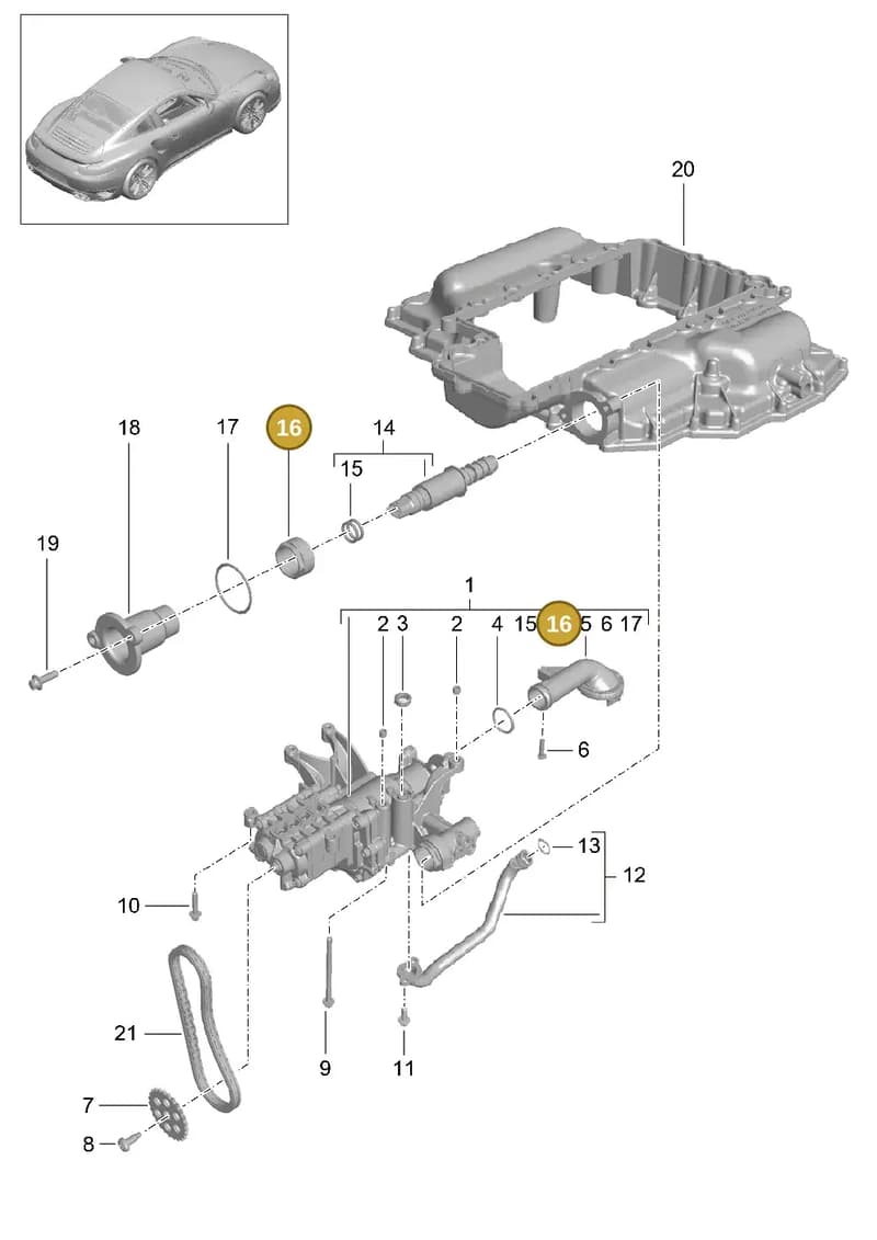 90006301001 — Porsche 911 (2013-2020) diagram p42104000, position 16