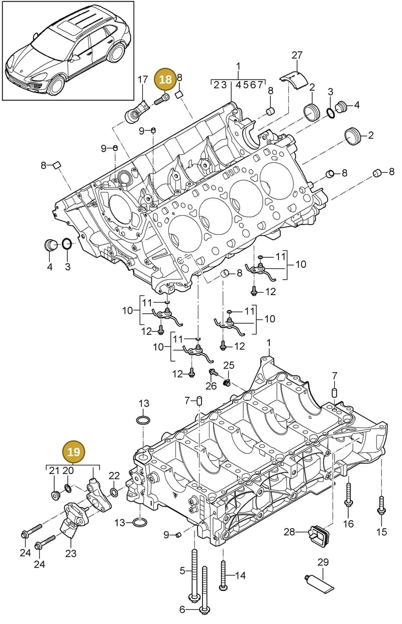 90006710202 — Porsche Cayenne (2010-2018) diagram p37101040, position 18+19
